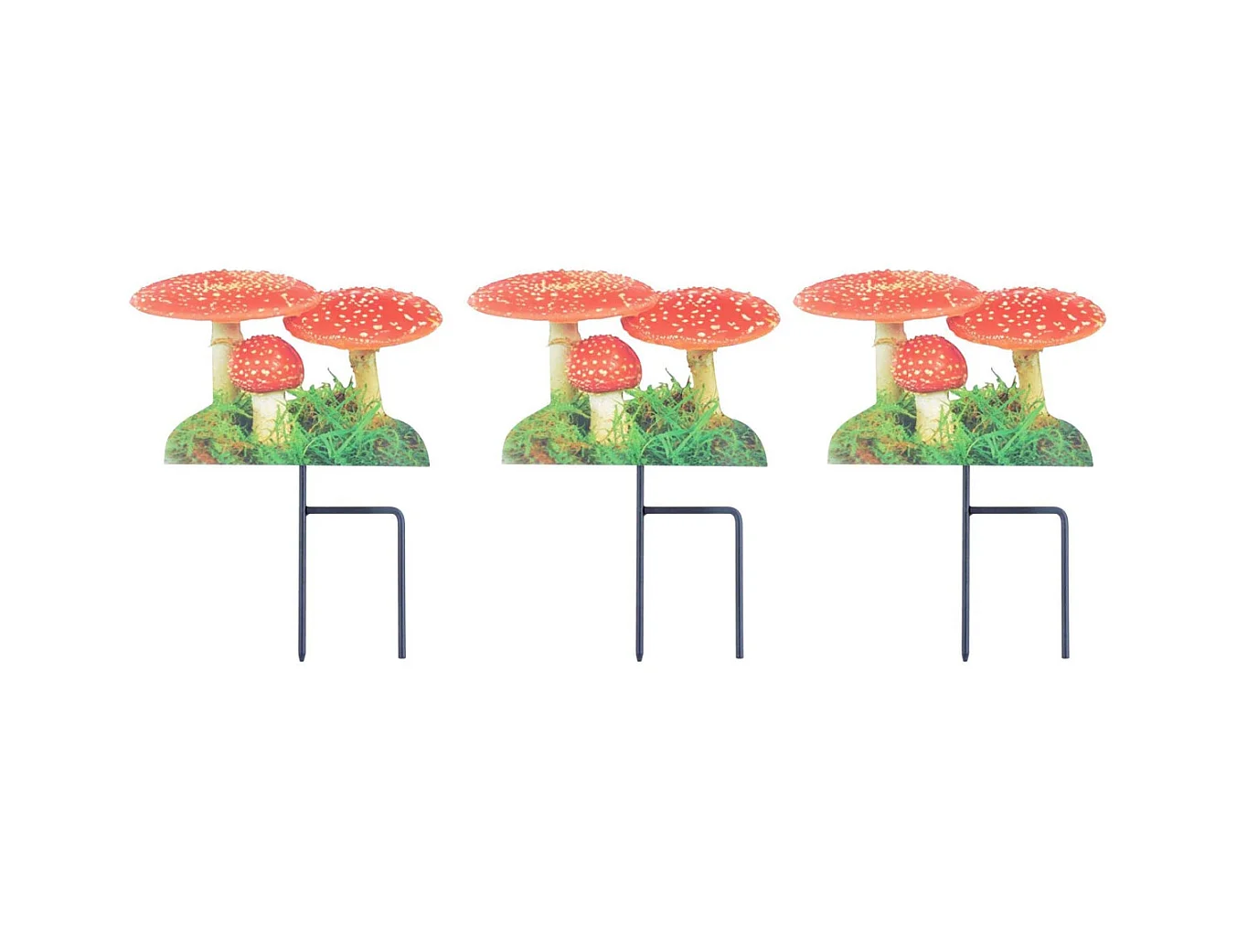 Pique de jardin motif Amanite tue-mouches Lot de 3