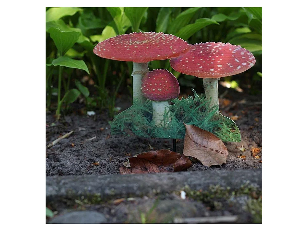 Pique de jardin motif Amanite tue-mouches Lot de 3