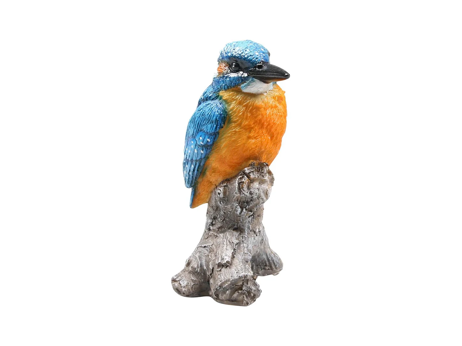 Oiseau martin pêcheur sur tronc en résine 7 x 7 x 11.5 cm