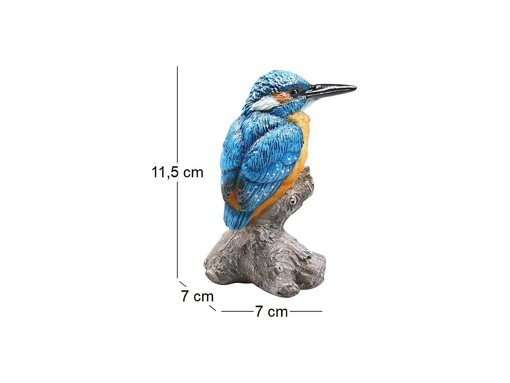 Oiseau martin pêcheur sur tronc en résine 7 x 7 x 11.5 cm