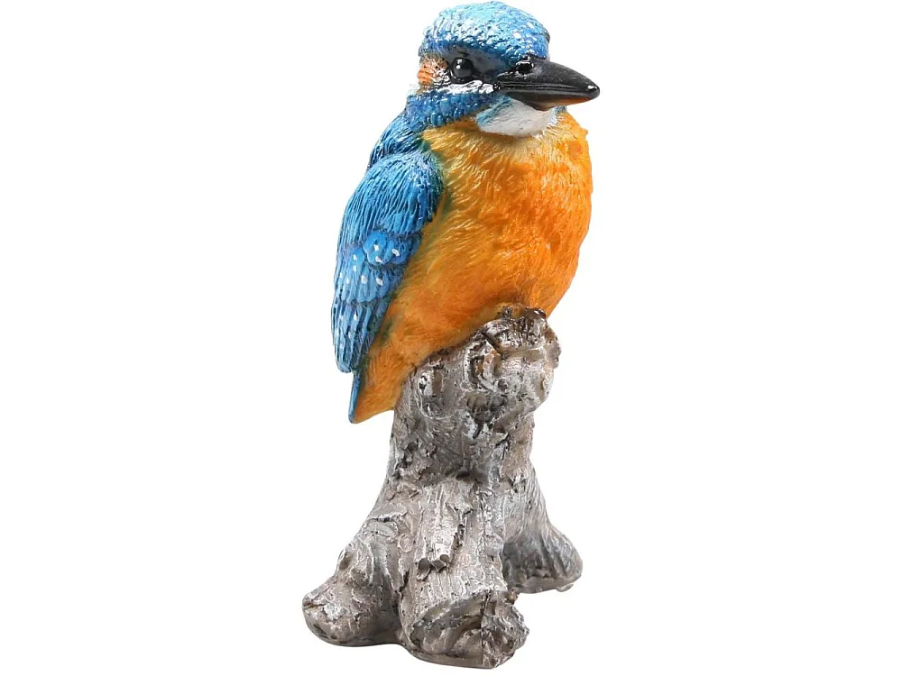 Oiseau martin pêcheur sur tronc en résine 7 x 7 x 11.5 cm