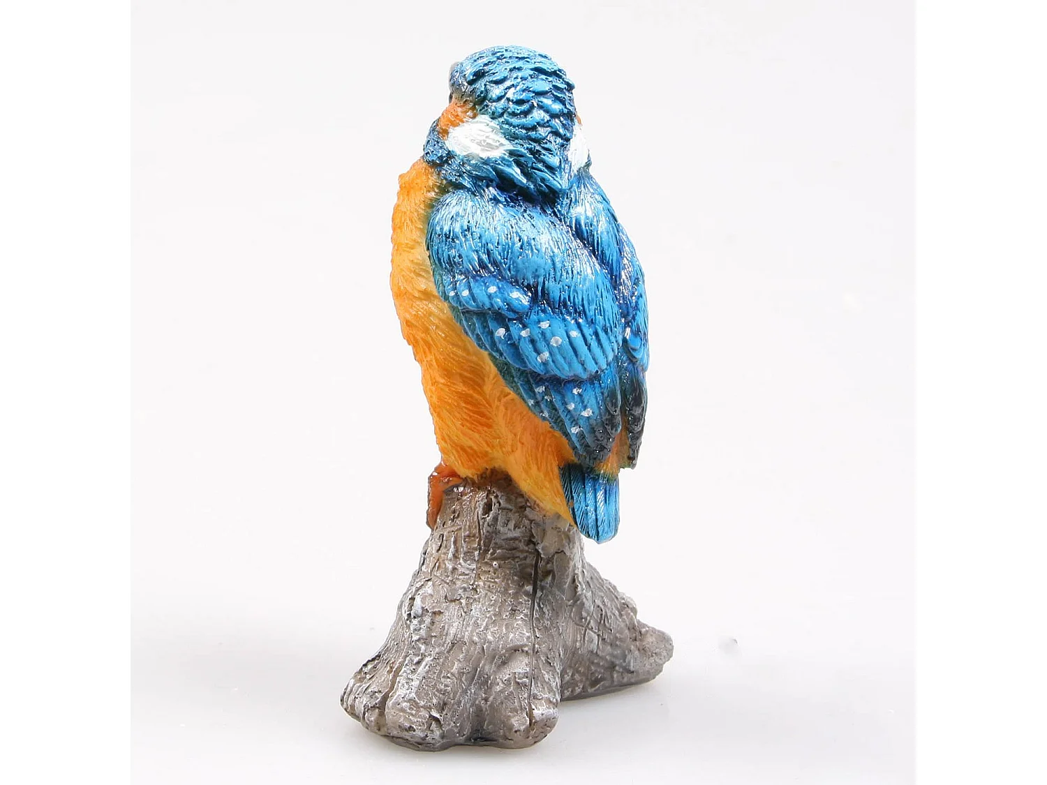 Oiseau martin pêcheur sur tronc en résine 7 x 7 x 11.5 cm