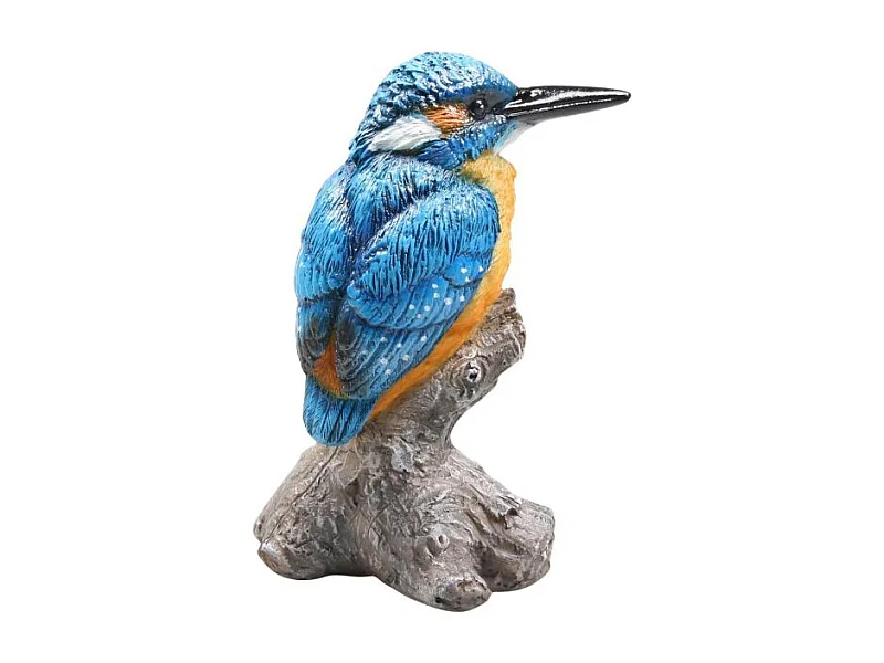 Oiseau martin pêcheur sur tronc en résine 7 x 7 x 11.5 cm