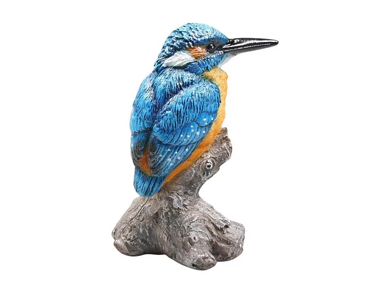 Oiseau martin pêcheur sur tronc en résine 7 x 7 x 11.5 cm