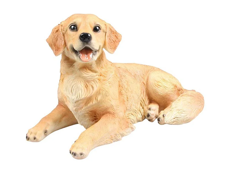 Chien golden retriever en résine Couché