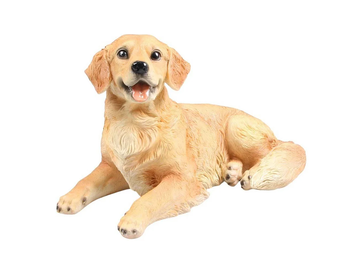 Chien golden retriever en résine Couché