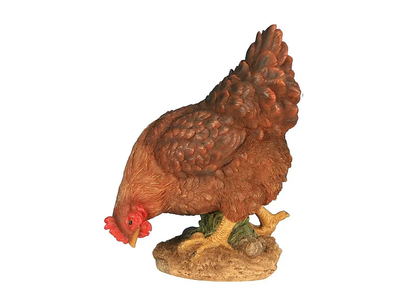 Poule en résine picorant 26 cm