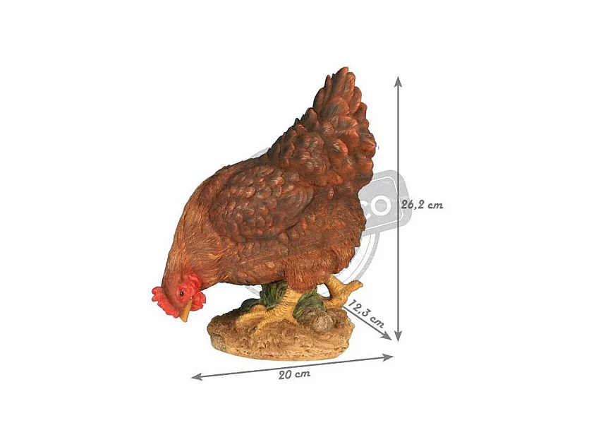 Poule en résine picorant 26 cm
