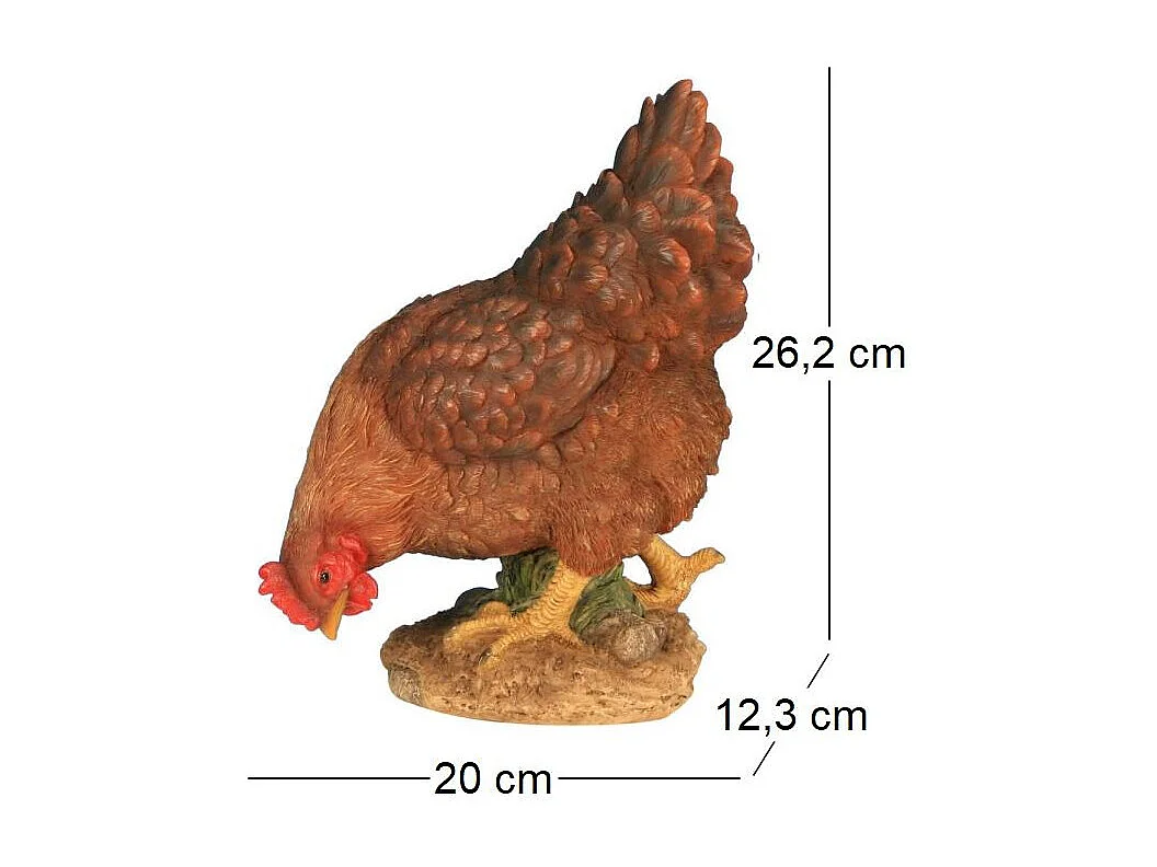 Poule en résine picorant 26 cm