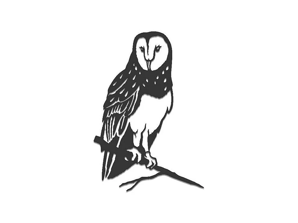 Oiseau sur pique chouette effraie en acier corten
