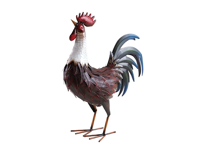 Coq métal laqué rouge et blanc