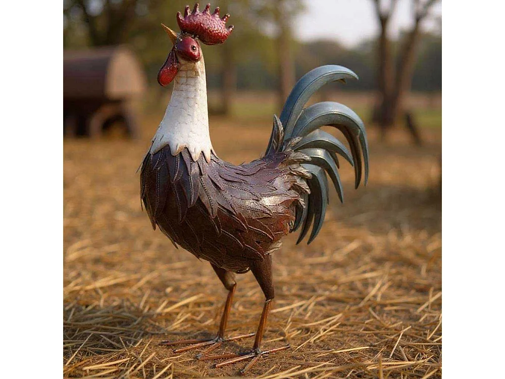 Coq métal laqué rouge et blanc