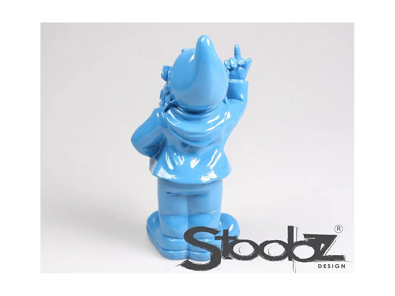 Nain de jardin en résine doigt d'honneur 7 x 8 x 20 cm Bleu