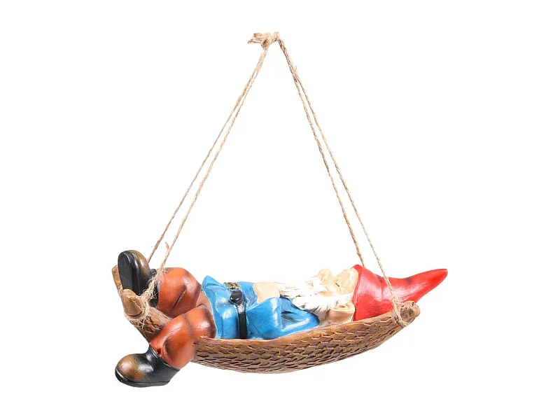 Nain de jardin hamac à suspendre en résine