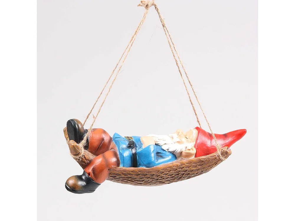 Nain de jardin hamac à suspendre en résine