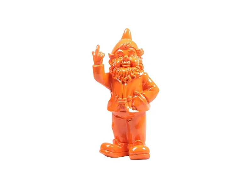 Nain de jardin en résine doigt d'honneur 7 x 8 x 20 cm Orange