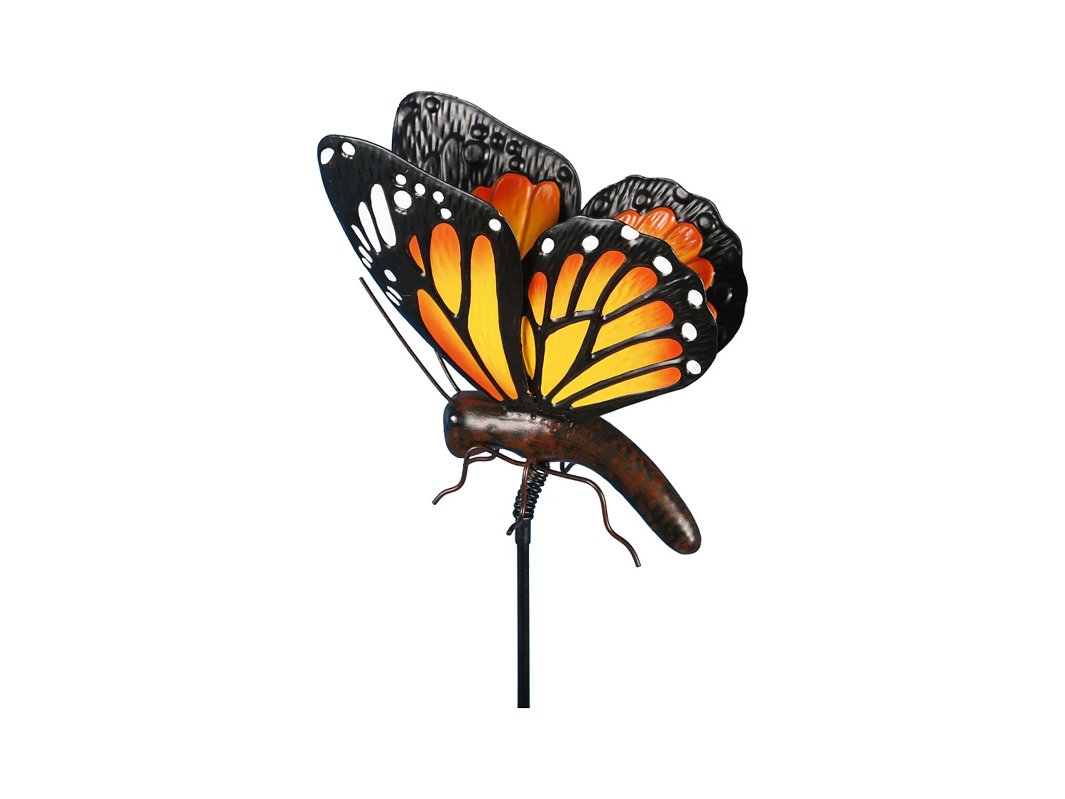 Orangefarbener Schmetterling auf Metallspieß 102 cm