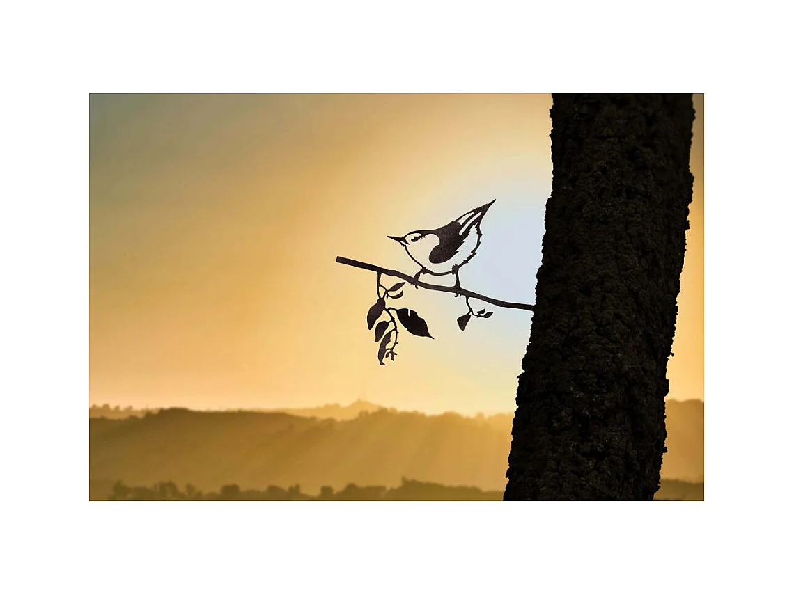 Oiseau sur pique sittelle en acier corten