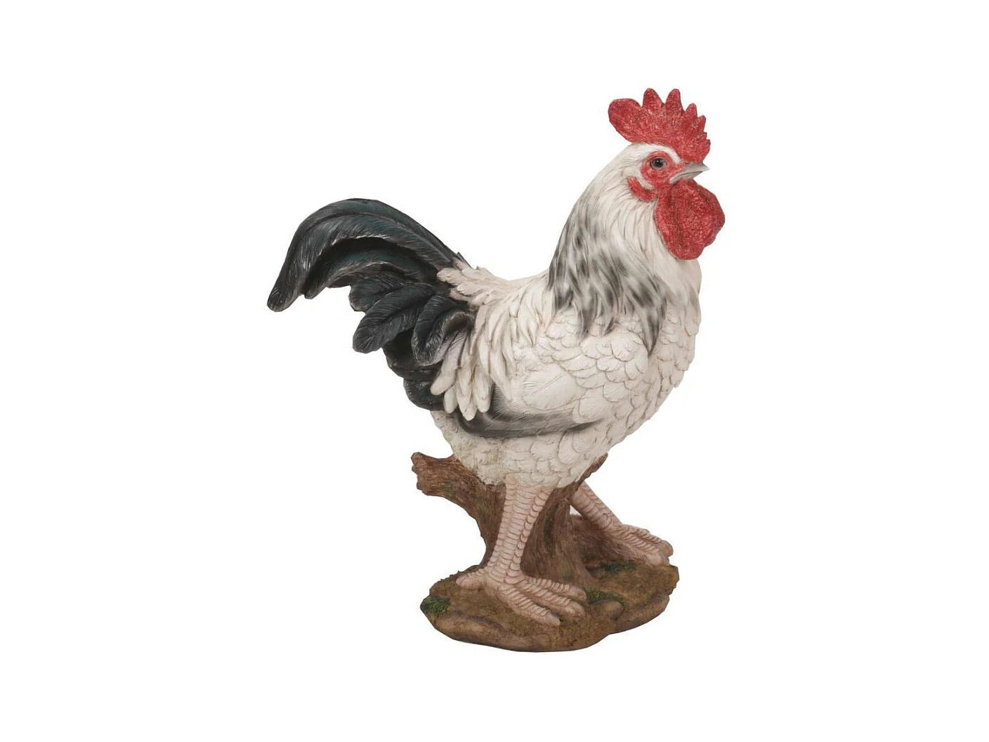 Coq blanc en résine 30 cm