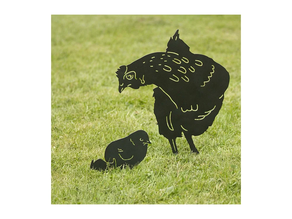 Silhouette animal en métal Garden Poule