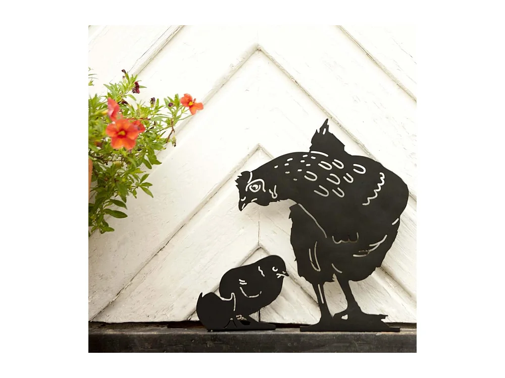 Silhouette animal en métal Garden Poule