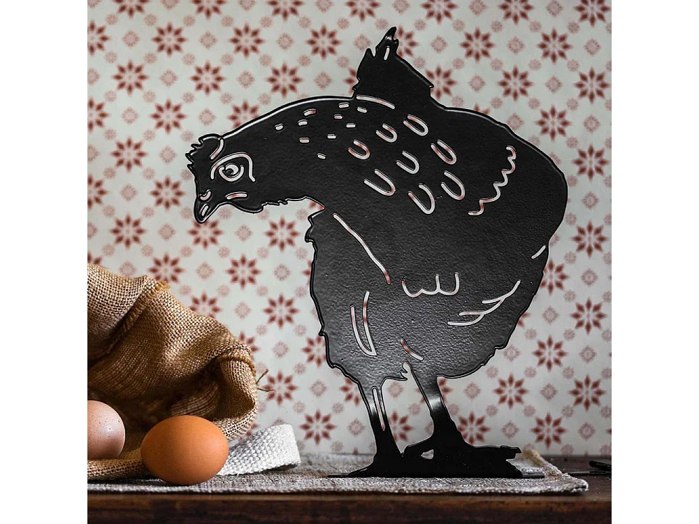 Silhouette animal en métal Garden Poule