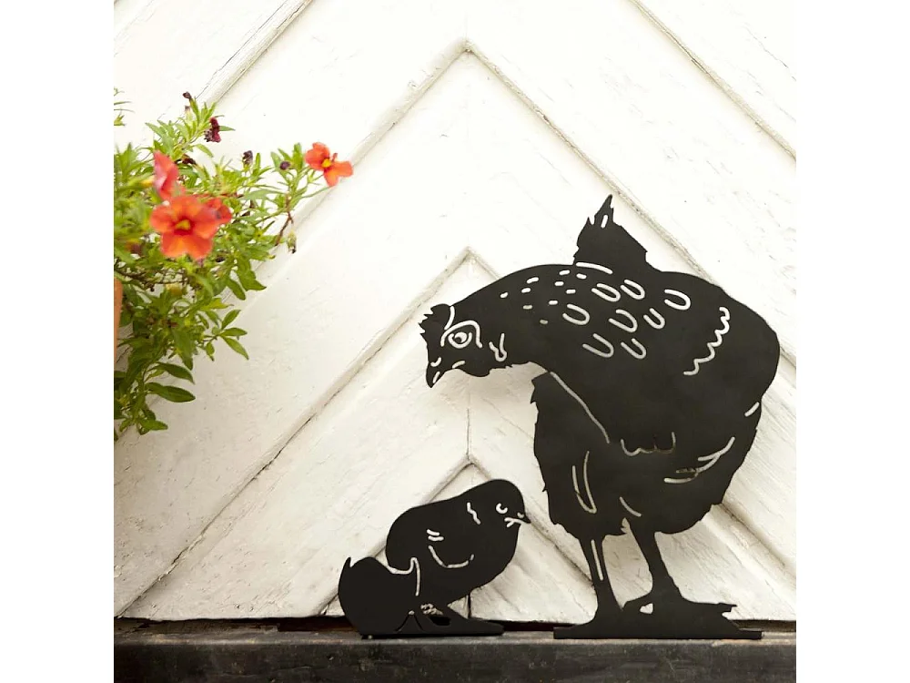 Silhouette animal en métal Garden Poule