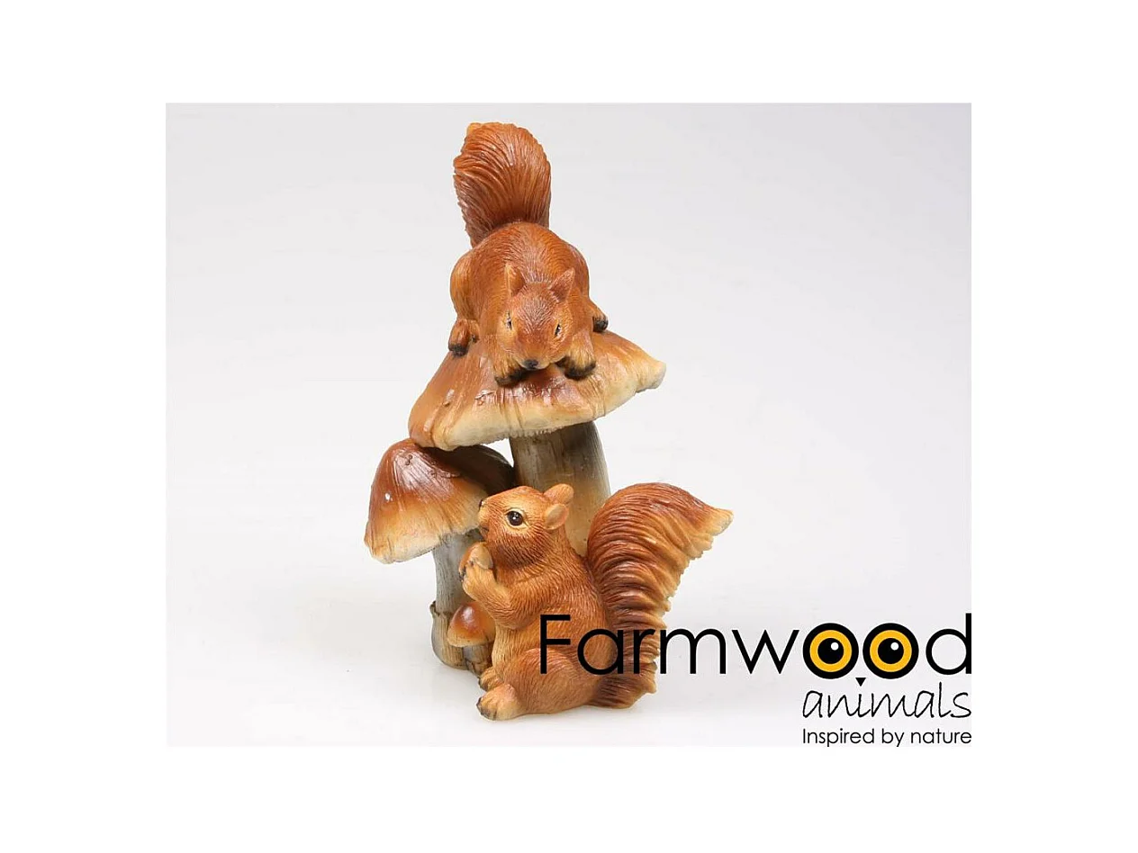 Ecureuil rigolo en résine Champignon