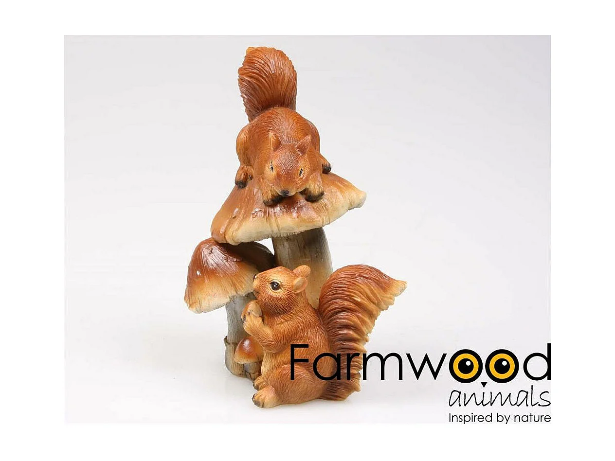 Ecureuil rigolo en résine Champignon