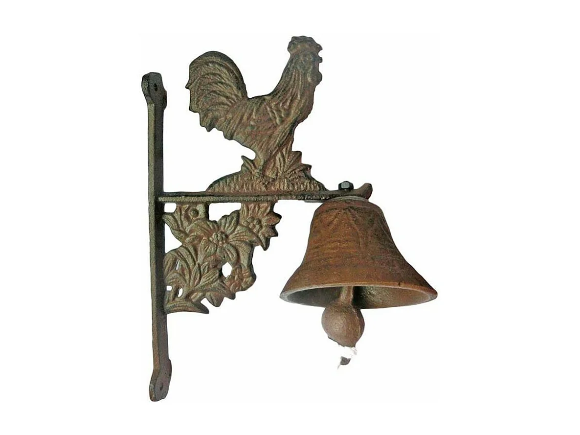 Campana a muro in ghisa a forma di gallo