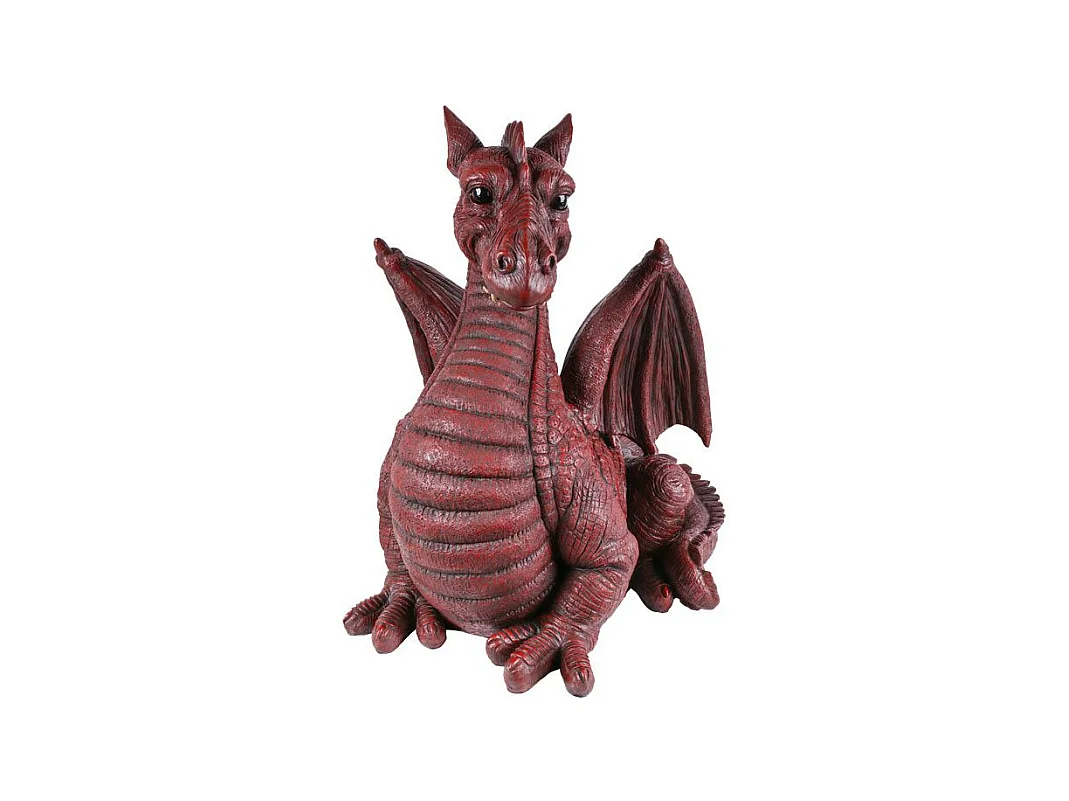 Dragon ailé rouge en résine 51 cm