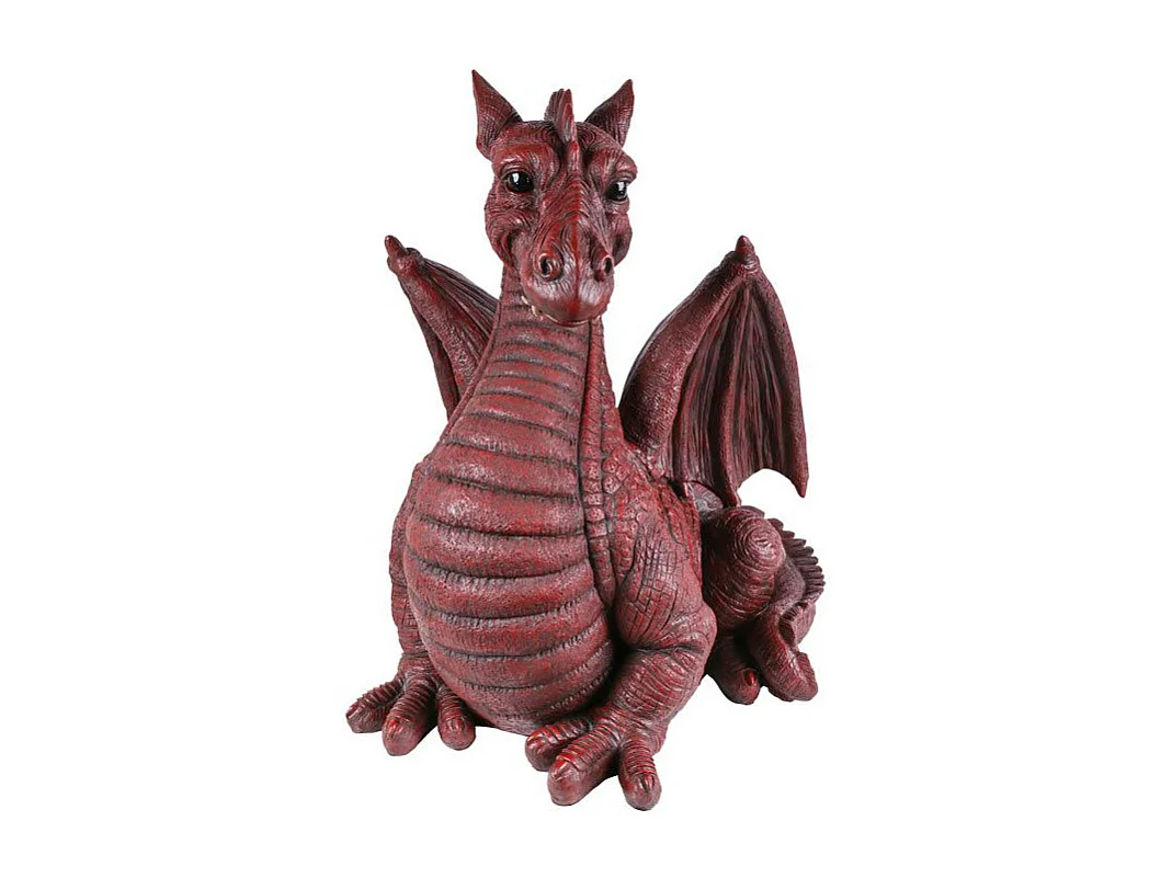 Dragon ailé rouge en résine 51 cm