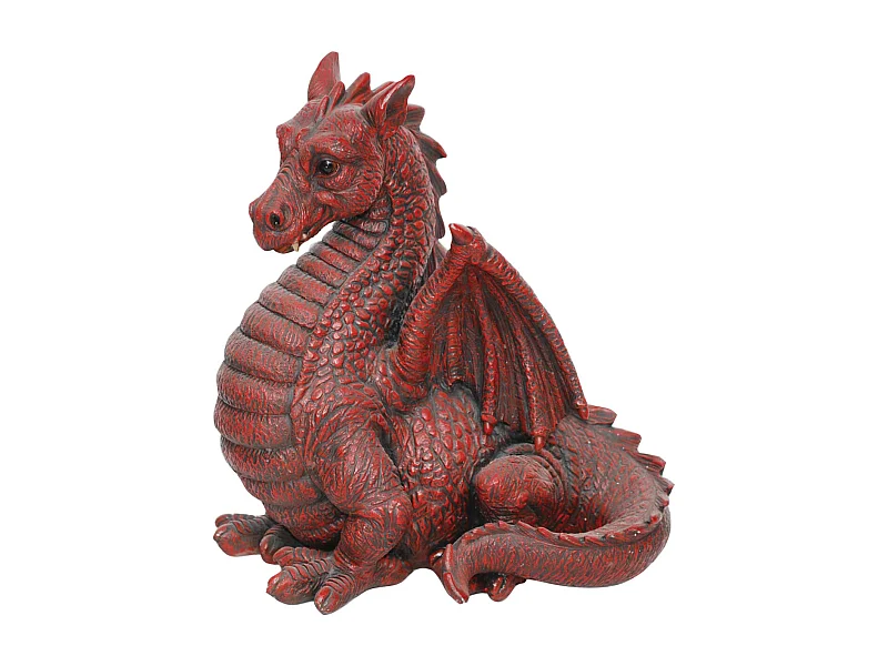 Dragon ailé rouge en résine 51 cm