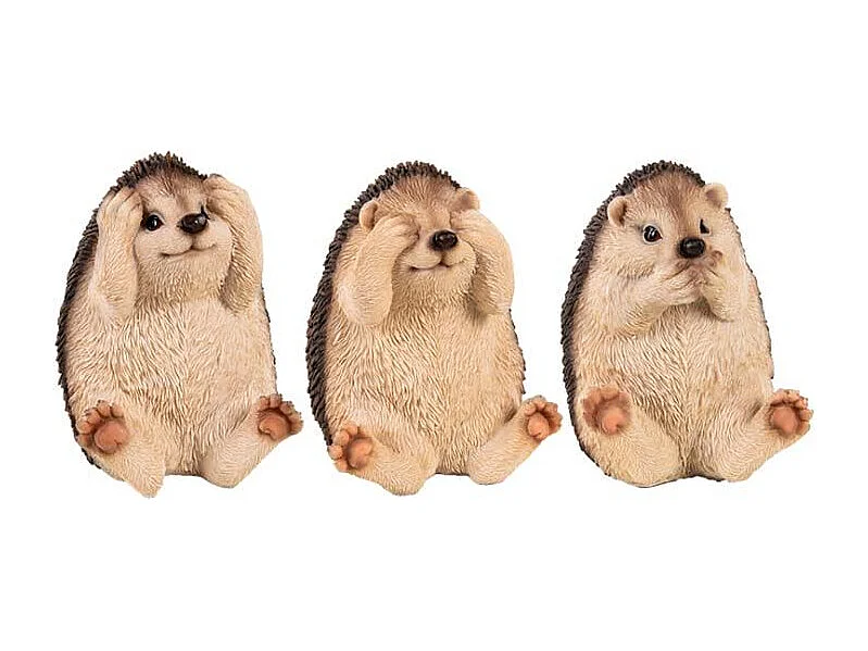 Hérissons expressifs en résine (Lot de 3)
