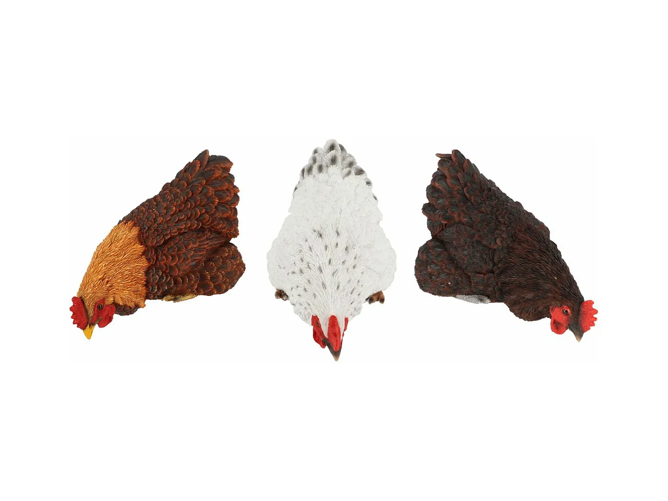 Poules décoratives à poser en polyrésine (Lot de 3)