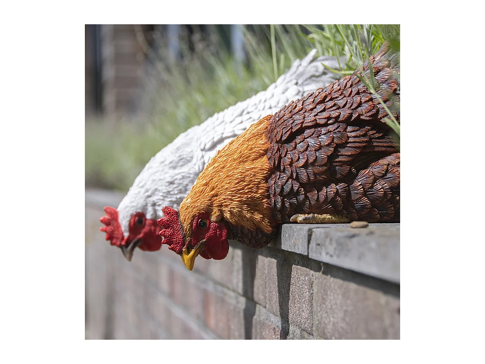 Poules décoratives à poser en polyrésine (Lot de 3)