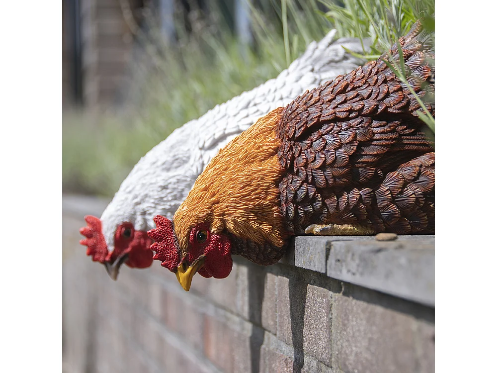 Poules décoratives à poser en polyrésine (Lot de 3)