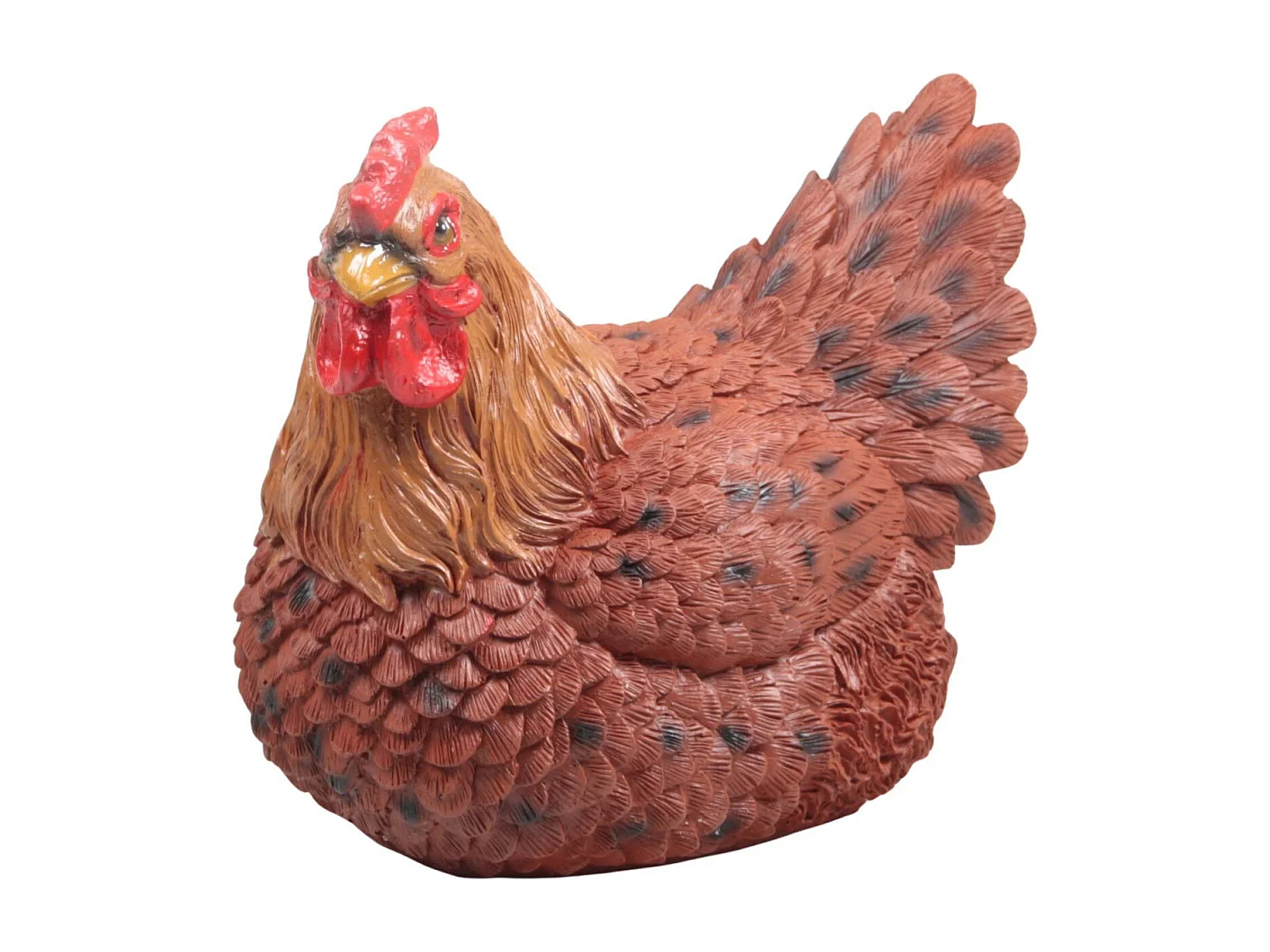 Poule marron couvant en résine