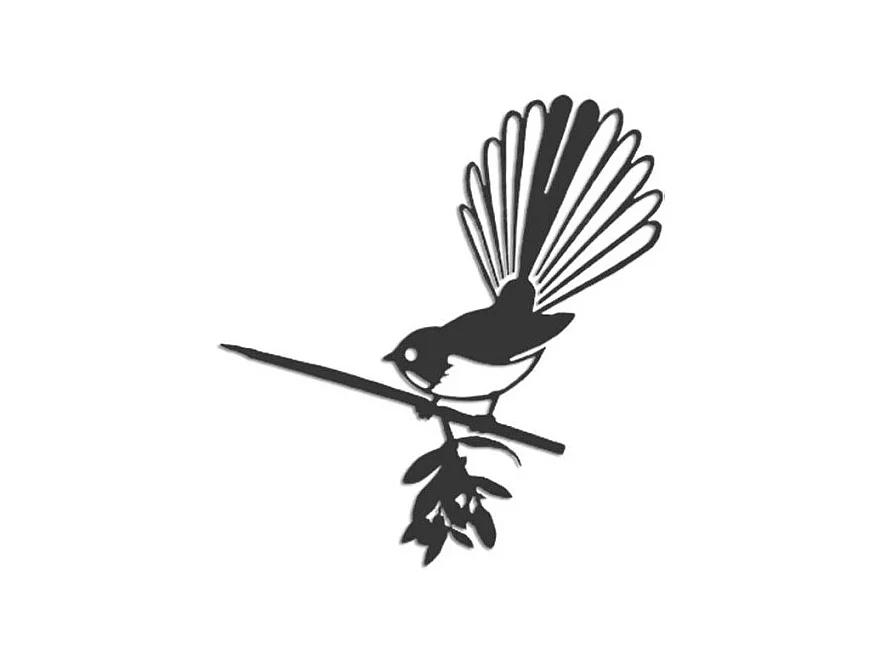 Oiseau sur pique rhipidura en acier corten