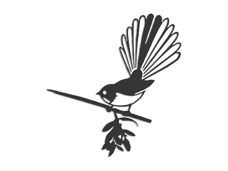 Oiseau sur pique rhipidura en acier corten