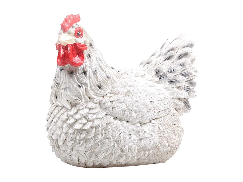 Poule couvant en résine coloris blanc 24 x 18 x 20 cm