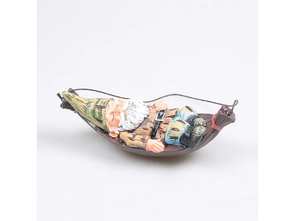 Mini nain de jardin en résine Hamac