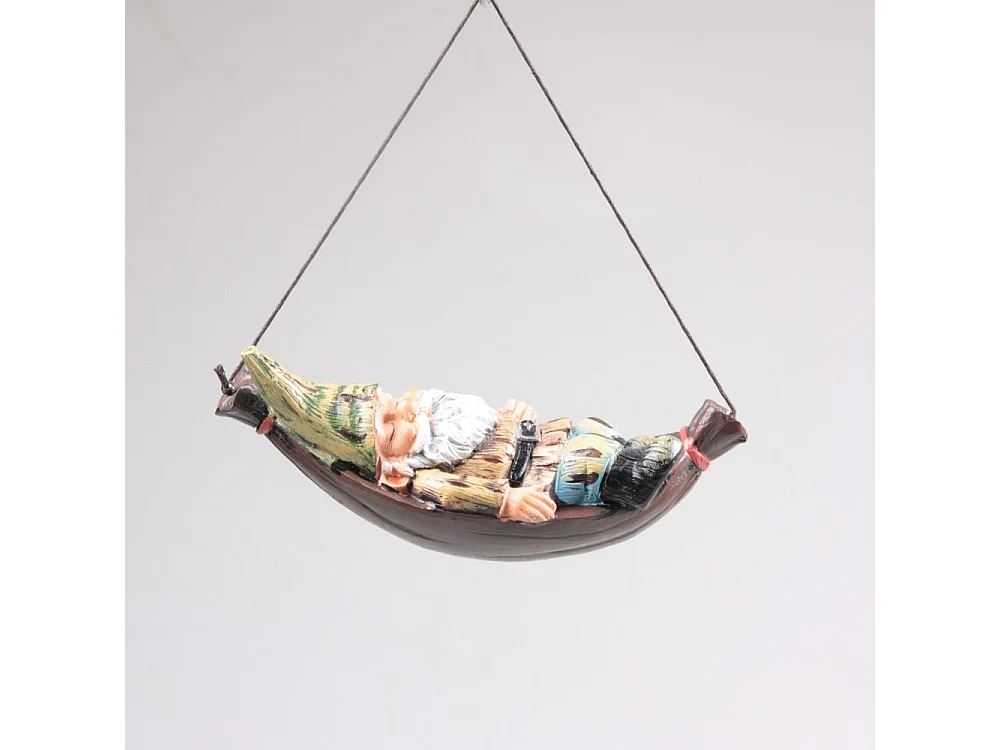 Mini nain de jardin en résine Hamac