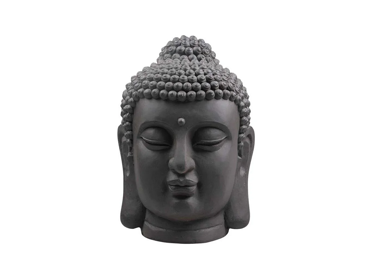 Tête de bouddha en fibres pour jardin 31 x 30 x 42 cm