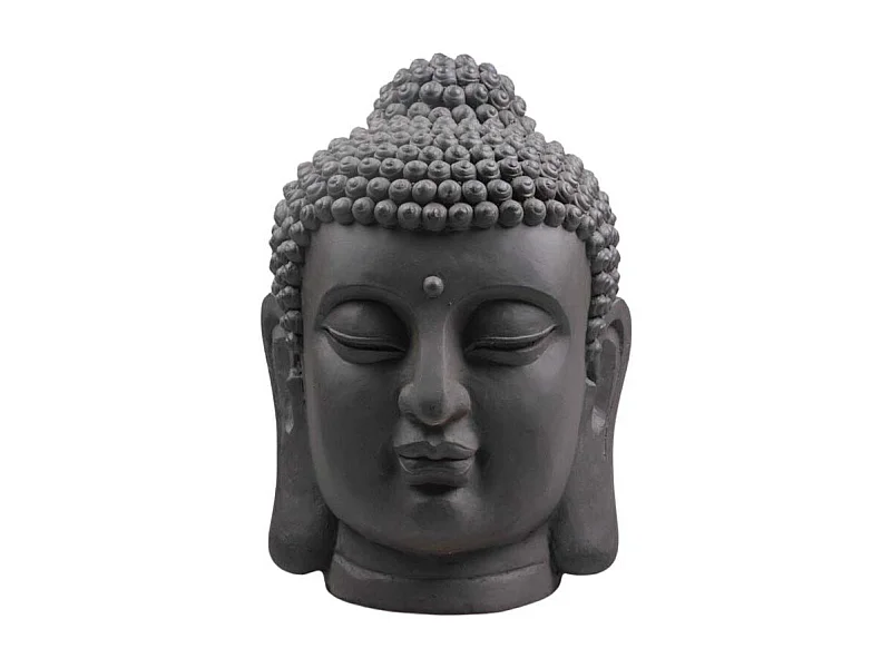Tête de bouddha en fibres pour jardin 31 x 30 x 42 cm