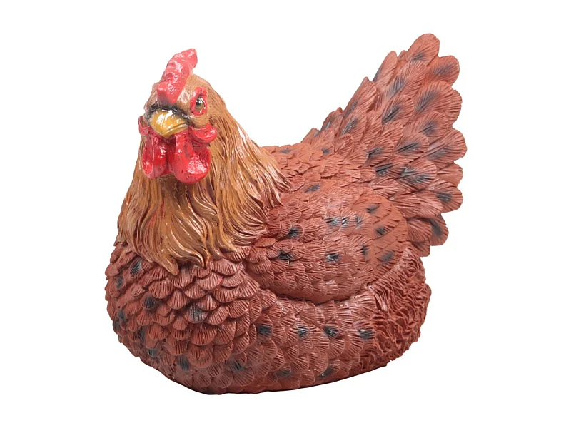 Poule couvant en résine coloris brun 24 x 18 x 20 cm