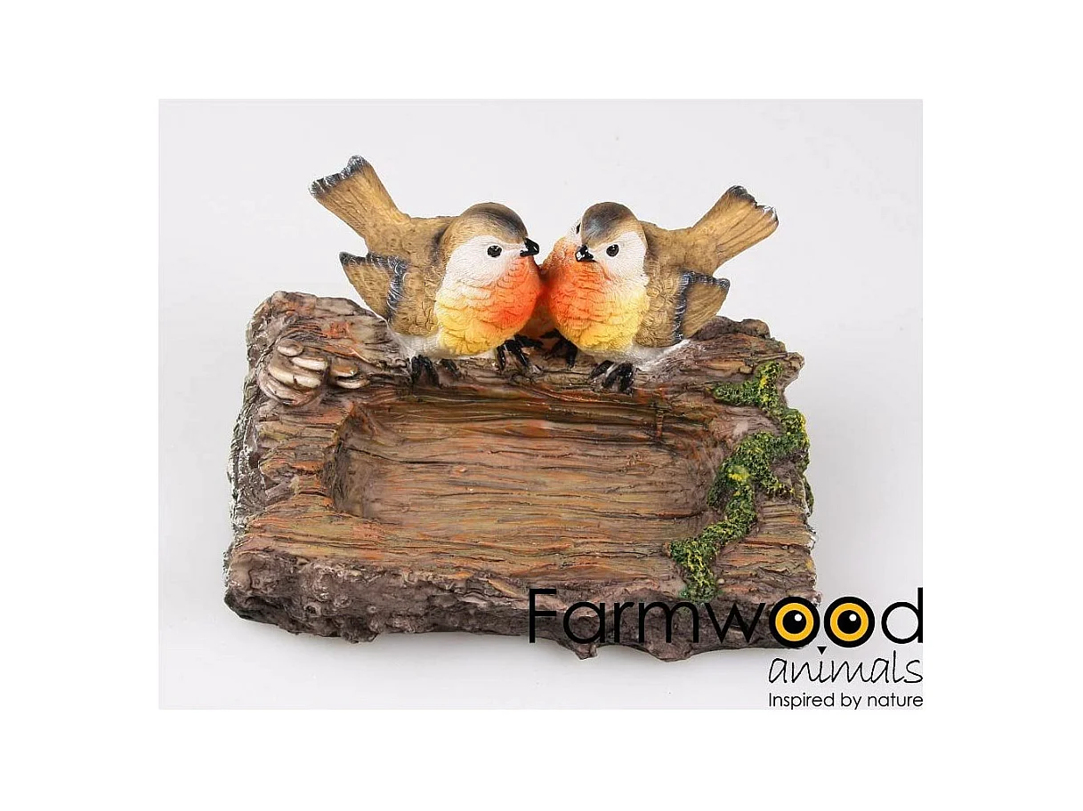 Rouge-gorge en résine sur branche 18 x 13 x 12 cm