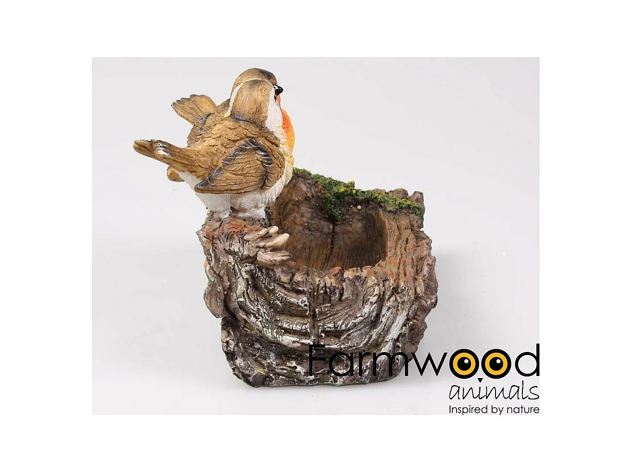 Rouge-gorge en résine sur branche 18 x 13 x 12 cm