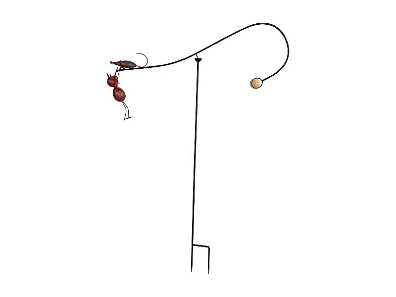 Mobile de jardin en fer 1 chat 1 souris