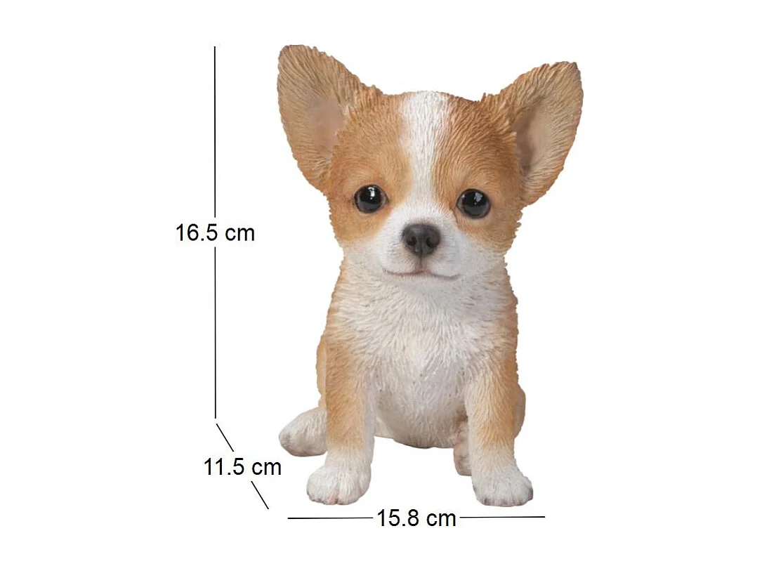 Chiot chihuahua assis en résine 16 cm